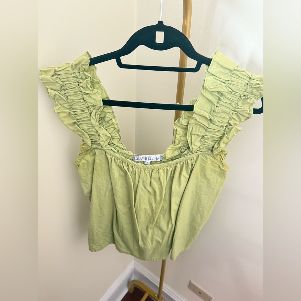 Light Green Ruffle Tank Top